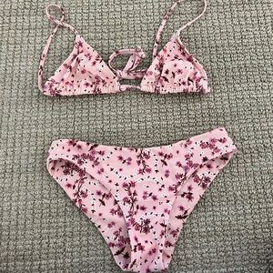 kulani kinis pink floral bikini set
